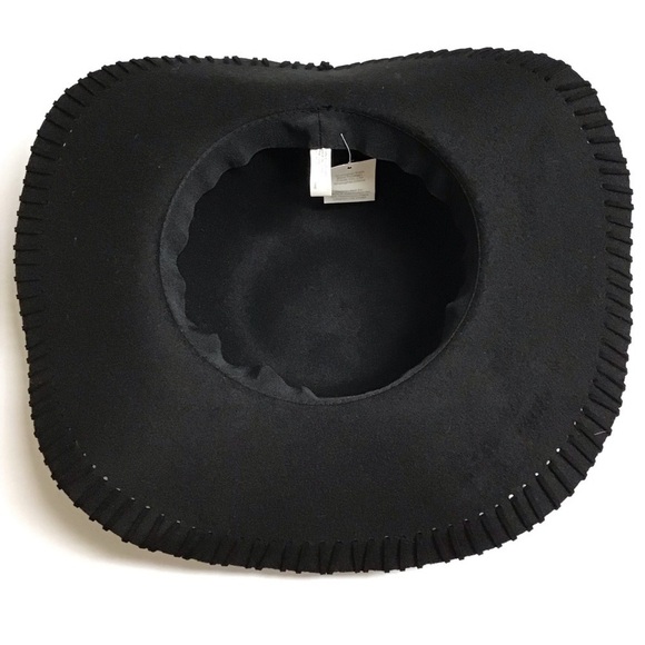 NEW Floppy Hat Black Felt Brim Whip Stitching Hippie Boho Western Festival Style - Picture 7 of 15